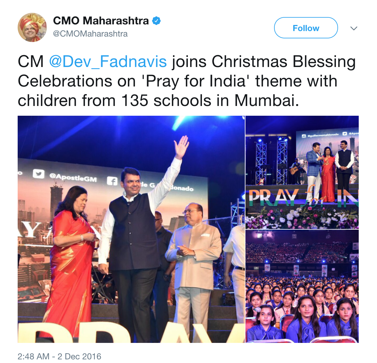 Devendra Fadnavis promoting christianity